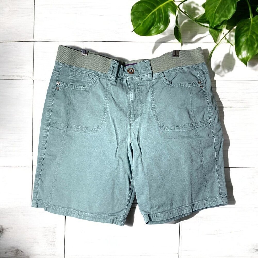 Gloria Vanderbilt Women's Stretch Waistband Shorts Size 12 Light Teal
